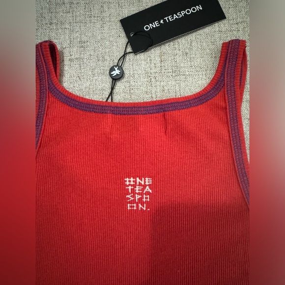 NEW OneTeaspoon ONE TEASPOON Womens Regal Red Singlet 100 %cotton Size S - Picture 7 of 10